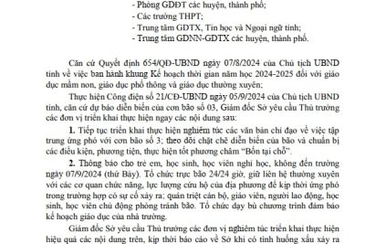 Học sinh, học viên nghỉ học, không đến trường ngày 07/9/2024